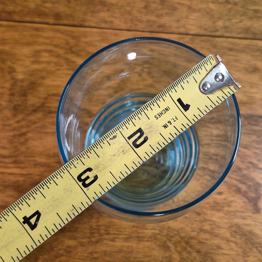VINTAGE MCM 1970s Aqua Blue Glass Pitcher & Set of 4 Matching Glass Tumblers - Picture 15 of 17